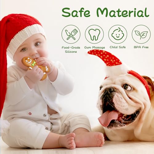 Image of NCVI Teether, Baby Teething Toys for 0-6 6-12 Months, My First Silicone Chew Toys, First Gifts for Baby Boys and Girls, Ideal Toddlers Stocking Stuffer, Gingerbread Man