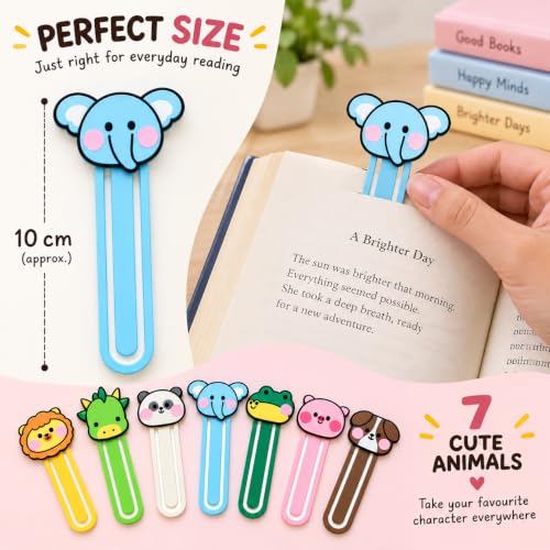 Image of 7 Pack Kawaii Animal Bookmarks Set | Cute Design | Durable & Waterproof