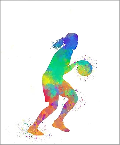 Female Basketball Player Sport Abstract Wall Art Print 11x14 inch, Unique Christmas Birthday Gift for Girl Basketballer Coach Appreciation, Fan.