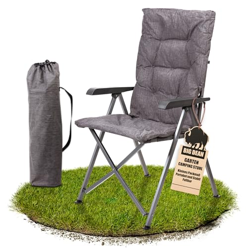 BigDean Bequemer Campingstuhl faltbar Rückenlehne verstellbar