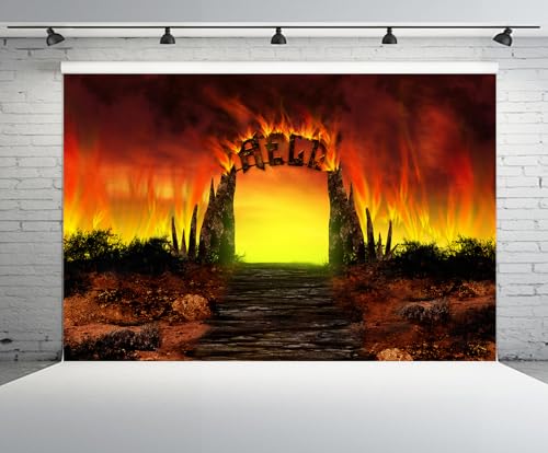 CHNYWORK 7x5ft Hell Backdrop Hell Gate Life After Death Hellfire Heaven Hell Stairway Background Halloween Christian Religious Belief Church Theme Party Decor Portrait Photo Booth Props Wallpaper - image 2