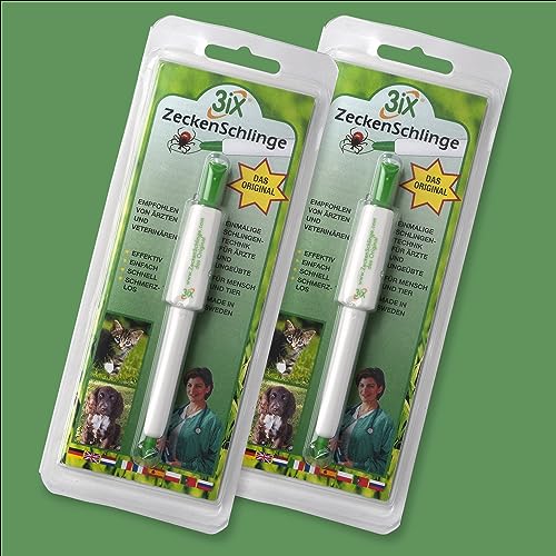3iX Zeckenschlinge 2er Pack - zuverlässige Methode zur Zeckenentfernung - Effektiver Zeckenentferner – Zeckenzange, Zeckenhaken & Zeckenpinzette in einem – Zeckenschutz unterwegs - für Mensch und Tier