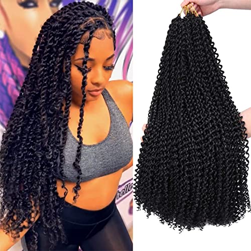 Passion Twist Hair,18 Inch 7 Packs 154 Roots Water Wave Crochet Hair for Passion Twist Crochet Hair for Black Women Long Bohemian Hair Braiding Hair Extensions(1B)