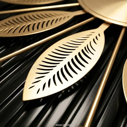 Image of RIOH Decor Big Size Wall Clock 60 CM Gold, Large Metal Decorative Silent Wall Clock for Living Room, Office, Bedroom, Hall & Home Decor