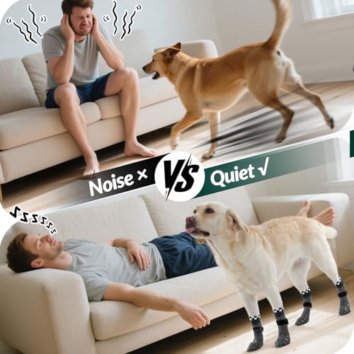 Image of ROZKITCH 2 Pairs Small Dog Socks, Soft Paw Protectors Dog Stop Licking Paws Anti Slip Socks Bandages for Paws Winter Warm Paw Covers to Stop Licking Pomeranian, Miniature Dachshund, Maltese Grey S