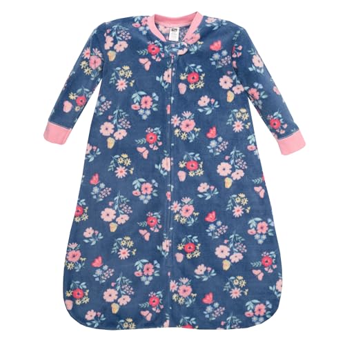 Hudson Baby Infant Girls Long-Sleeve Fleece Sleeping Bag, Blue Butterfly Floral, 12-18 Months