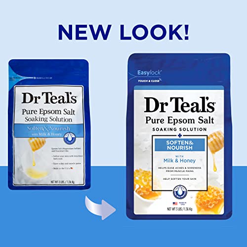 Dr. Teal's Epsom Salt Soaking Solution, Soften & Nourish With Milk And Honey, 48 Oz (Packaging May Vary) #TOP1