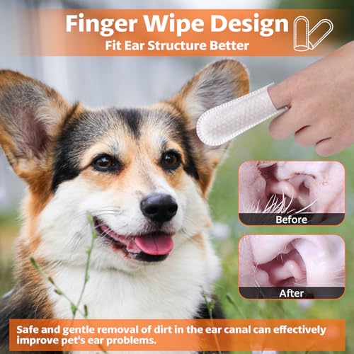 OBSEDE Dog & Cat Ear Cleaner Wipes - Finger Sleeve for Easy Wax Removal & Odor Control, Soothing Formula, Coconut Scent, 120 Count - Image 4