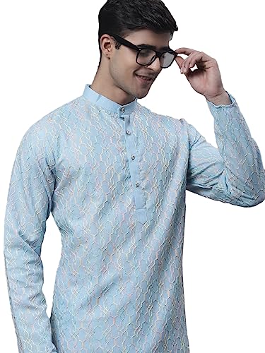 Image of Jompers Men's Cotton Embroidered Straight Kurta Pyjama Set