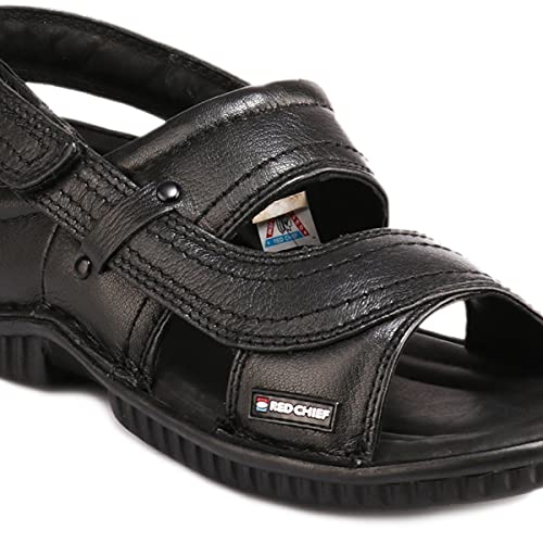 Image of Red Chief Men's Leather Sandals - Premium Tan Outdoor Chappal | Stylish, Durable & Comfortable Slip-On Footwear