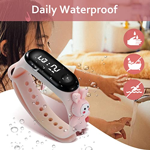 A Alps Kids Watch, Girls Watch Set 3-12 Years Old, Digital Sports Toddler Daily Waterproof Led Design, Cute Cartoon Gifts For Children (3Pc / 4Pc) #TOP5