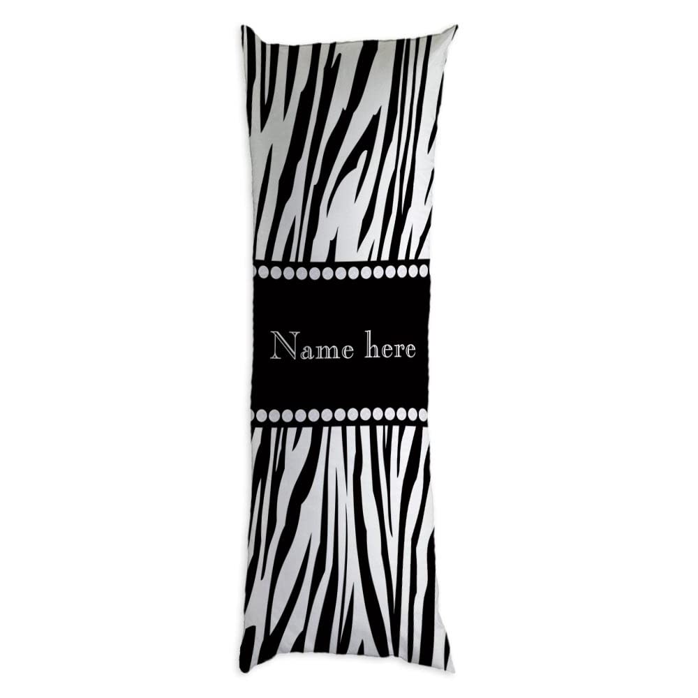 GUGLILI Personalized Zebra Print Body Pillow Case Cover Customized Black White Monogram Animal Machine Washable with Zipper Both Sides Print Pillowcase 20X54 Inch