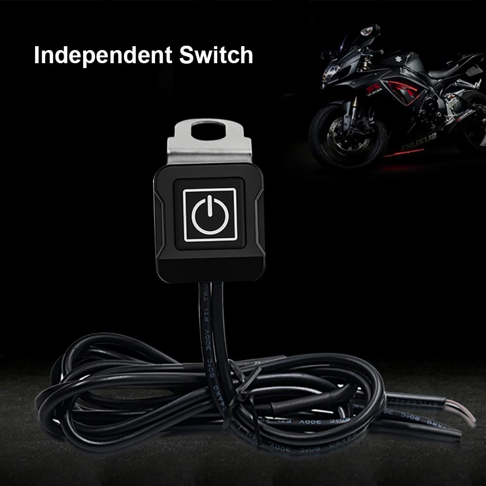 Riloer Chargeur de téléphone Portable de Moto en Alliage d'aluminium USB Dual QC3.0 Charge Ultra Rapide avec voltmètre + Interrupteur étanche Noir pour Smartphones, tablettes et GPS