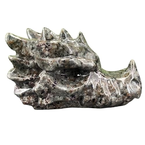 AARTERZZA 1pc 7cm Hand-Carved Yooperlite Dragon Skull Quartz Crystal