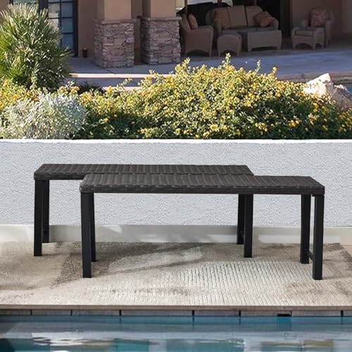 Set mit 2 rückenfreien Rattan-Bänken, 116,8 cm, wetterbeständig,...