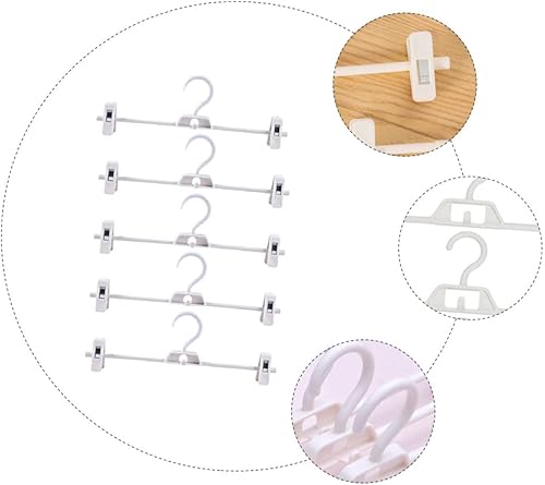 Miniatura 7 de CHILDWEET 5 piezas ajustables de plástico para pantalones de secado con clip para ahorrar espacio para pantalones, pantalones y faldas, versátil y