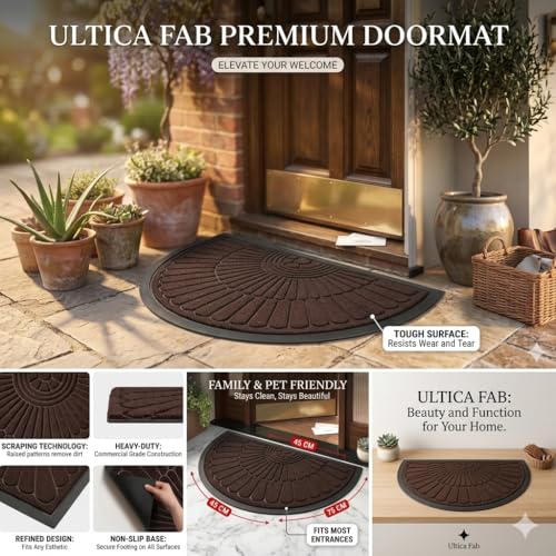 Image of Rectangular Door Mat Waterproof Anti Skid Mats for Bathroom Floor Home & Office Floor Mats for Restaurant Hotel Living Room Kitchen Mat, 45 x 75 cm, Coffee