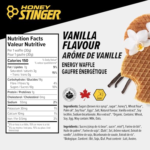 Image of HONEY STINGER Organic Vanilla Waffles 12 Count, 1.06 OZ | sports-nutrition-endurance-and-energy-bars