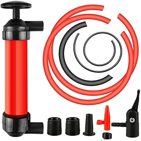 Hand Water Pump, 3 IN 1 Syphon Pump, Small Siphon Pump Kit for Water, Siphon Water Drainage Hand Pump, Inflator, Manual Liquid/Fuel Syphon Transfer Pumping for Travel Emergency Manual Vehicle Tool Cover