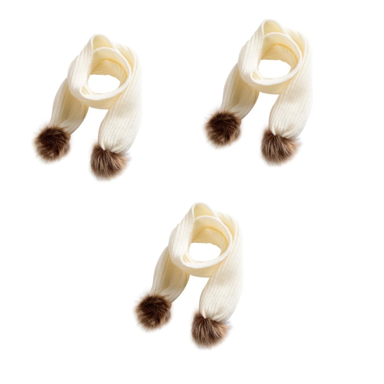 3pezzi Sciarpa Invernale Per Design Palle Calda e Morbida Accessorio Per Ragazzi e Ragazze Inverno Bianco