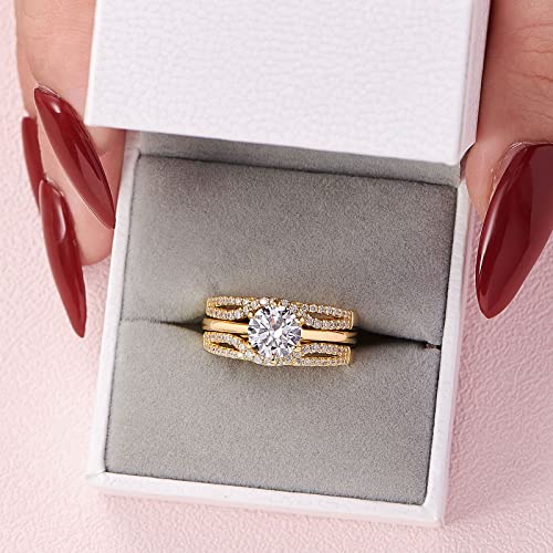 Wuziwen Wedding Rings for Women Solitaire Ring Enhancer for Engagement Ring Sterling Silver Size 4-132