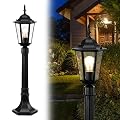 Antique House Outdoor Post Light Fixtures Black Outdoor Light Post Hard Wired Waterproof Outdoor Lamp Post Light with Clear Glass Modern Outdoor Pole Lights for Yard Patio