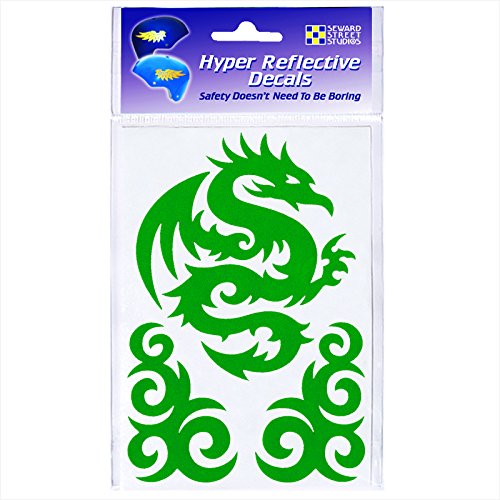 Reflective Decals Tribal Dragon Set – Tribal Safety Sticker Kit – Dragon Reflector Stickers - Seward Street Studios (Light Green)