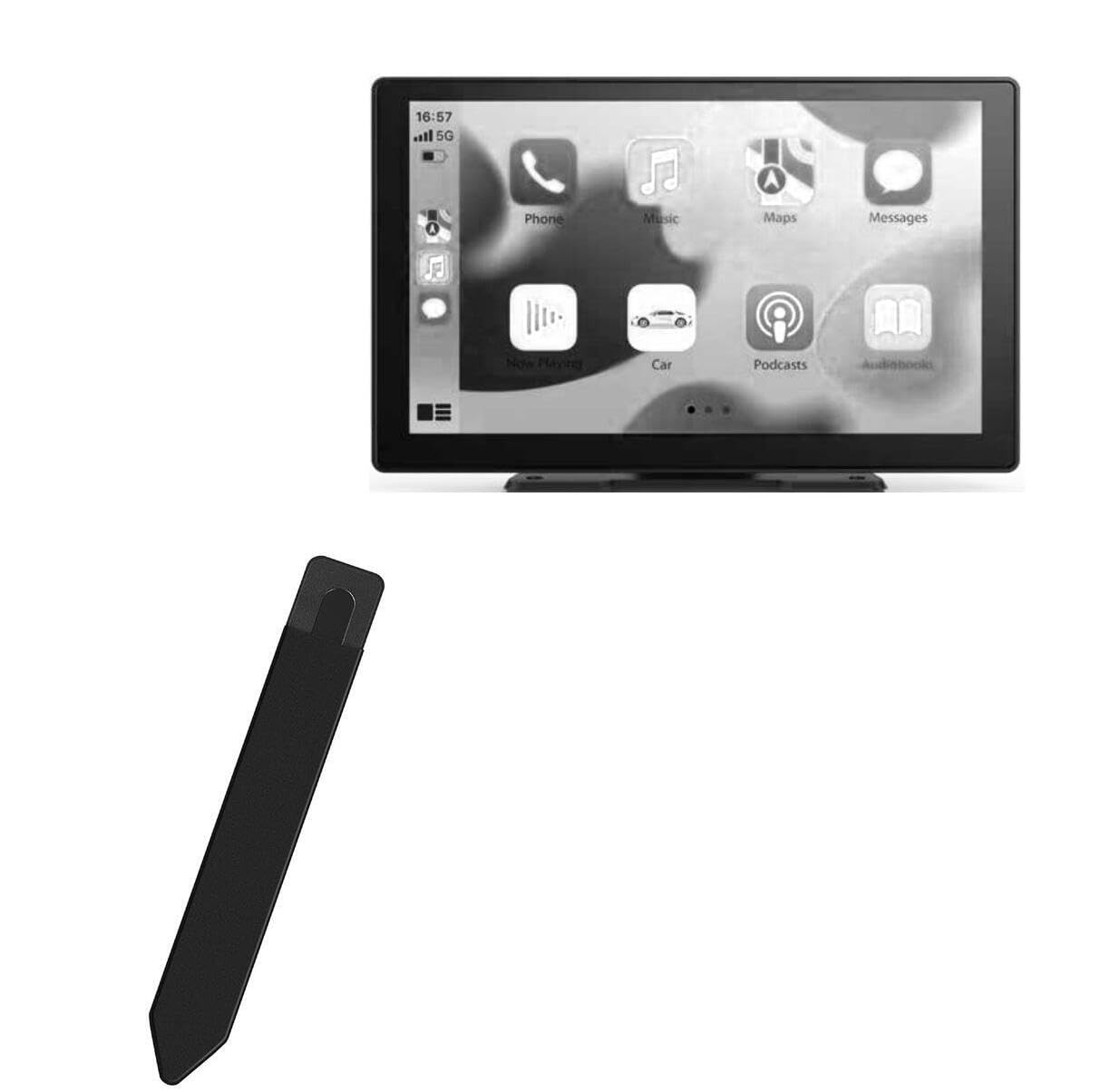 BoxWaveStylus Pouch Compatible with HAUXIY Q9S Wireless Carplay Touchscreen - Stylus PortaPouch, Stylus Holder Carrier Portable Self-Adhesive - Jet Black