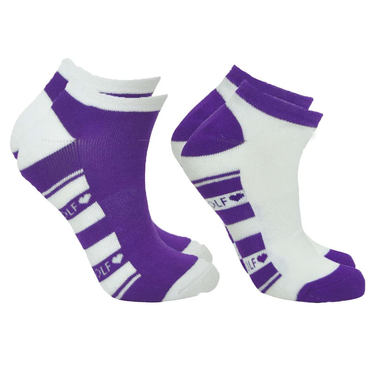 Surprizeshop Women's White Pure Golf 2 Pair Pack Of Purple Golf Socks