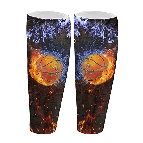 TOADDMOS Fire Basketball Calf Compression Sleeves for Men & Women - Calf Support Leg Compression Socks for Shin Splint & Calf Pain Relief
