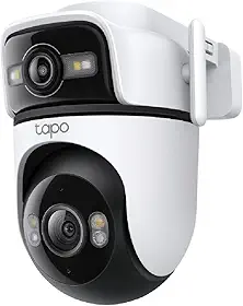 Camera Dupla de Segurança wifi ou cabo Externa TP-Link Tapo C545D, 2K 3MP (2304 x 1296 px), 360° de Alcance, Visão Noturna, a prova d´água IP66, Áudio de Duas Vias, Compatível com Alexa COR BRANCA