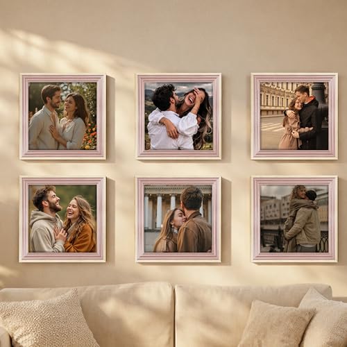 Image of Art Street Luxury Photo Frame for living room, Modern Step Design Photo Frames for Photograph, Art Work, Kids Room Set of 6 (12x12 Inch, Pink)