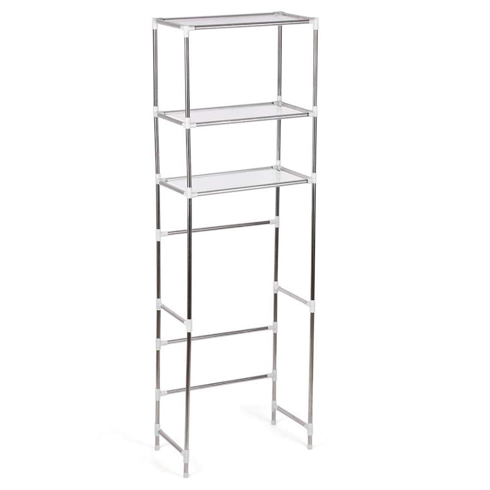 Scaffale sopra il WC, scaffale da bagno a 3 ripiani, organizer salvaspazio per lavanderia e lavatrice, struttura in acciaio, 165 x 53 cm (Cestello lavatrice tre strati altezza 160 * 68)