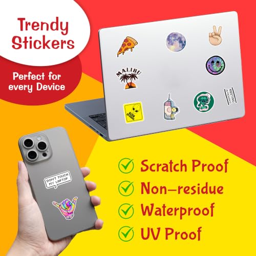 Image of Vinyl Pack of 52 Laptop Stickers Random - Stickers For Laptop, Journal, Bike Helmet, Diary, Guitar, Mobile - Waterproof - Self-Adhesive, 7.6 cms
