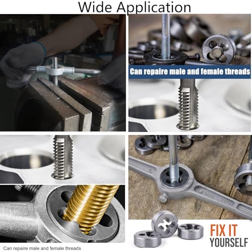 TOP-VIGOR M8 x 1.25mm Metric Left Hand Tap and Die Set, Machine Thread Screw Tap with Round Threading Die, Heavy Duty Tap & Die Kit for DIY, Repair, Cutting External and Internal Thread 5 TOP-VIGOR M8 x 1.25mm Metric Left Hand Tap and Die Set, Machine Thread Screw Tap with Round Threading Die, Heavy Duty Tap & Die Kit for DIY, Repair, Cutting External and Internal Thread - Image 5