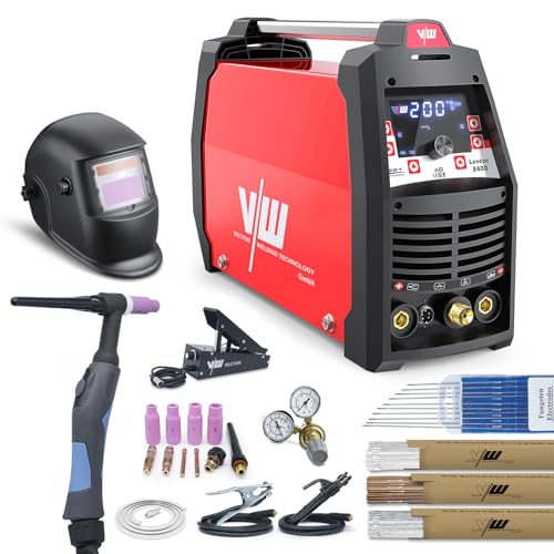 Soldadora TIG AC DC con 200a y función de soldadura por electrodo 170a | Máquina de soldadura de aluminio   suministro de gas y arrastre   fuente de alimentación y descenso   Set de Vector Welding