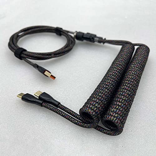 Image of CALANDIS 1.8M USB to Type C Coiled Cable Black DIY Extendable for Mechanical Keyboard