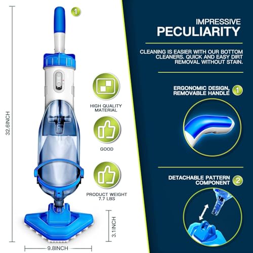 Image of Lanchez Cordless Handheld Pool Vacuum for Above Ground Pool Telescopic Pole