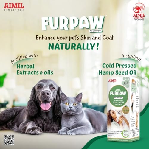 Image of AIMIL Furpaw Pet Oral Liquid, 200 ml | Nutrition & Hydration | healthy skin & Fur| Nails Growth
