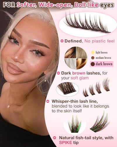 Image of Brown Wispy Lash Clusters Manga Eyelashes Clusters Natural Cluster Eyelash Extensions Fairy DIY Lash Extension Anime C Curl Waterproof Individual Eye Lashes