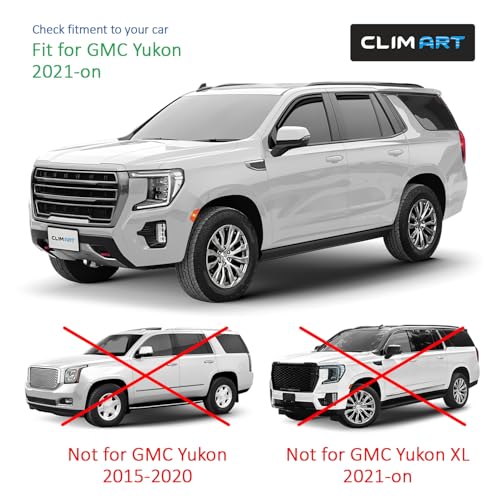 Image of CLIM ART in-Channel Incredibly Durable Rain Guards for GMC Yukon 2021-2026, Original Window Deflectors, Vent Window Visors, Vent Deflector, 4 pcs. - 621188