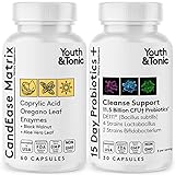 Gut Health Women & Men 11.5 CFU 15 Day Probiotics & CandEase Pills to Support Digestive Cleanse &...