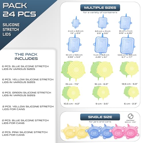 Coperchi in silicone estensibile 24 pezzi rotondi