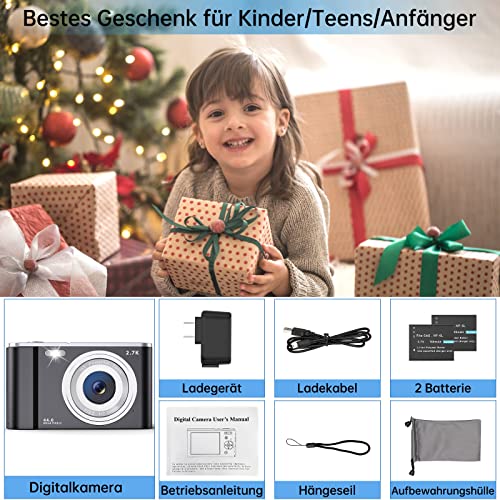 2-in-1 Digitalkamera 2.7K FHD, 44 MP Kompaktkamera Mini Video Fotokamera mit 16X Digitalzoom, 2.8 Zoll LCD Bildschirm… – Bild 7