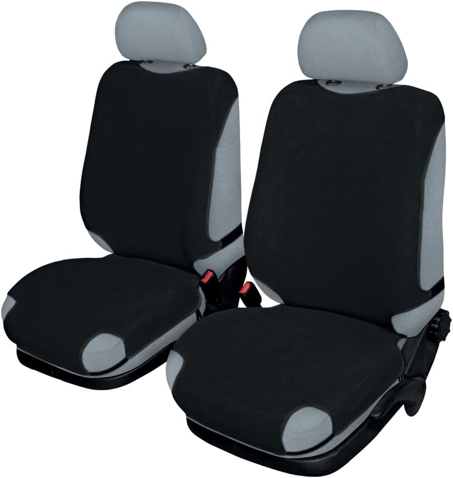 WellVisors Black Polyester Universal Fabric Front Seat Covers Protector for Car Truck Van SUV with Bucket Seats Left & Right Cover 3-611SCF010