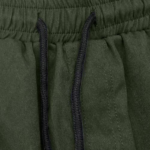 Image of Mens Casual Shorts Cotton Drawstring Summer Beach Stretch Hiking Golf Short Solid Color Joggers Shorts Pockets
