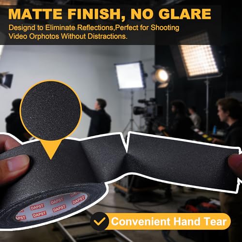 Image of 12 Pack Black Gaffers Tape, 2 Inch x 30 Yards Pro Matte Gaff Tape