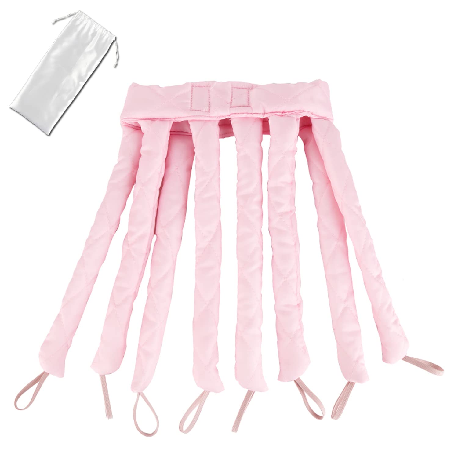 Upgraded Heatless Curling Rod, Octopus Design Lazy Curling Rod, Soft No Heat Curling Rod Headband, Sleeping Hair Curler Set for Overnight Long Medium Hair Curler Hair Styling Tools(Pink)