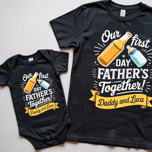 Personalized Our First Father's Day Together Match ing Design Shirts and Onesie 62