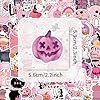 Pink Halloween Stickers 100 Pcs Vinyl Trendy Funny Terror Sticker for Laptop Water Bottle Luggage Skateboard Scrapbook Computer Bumper Bike Car,Waterproof Cool Cute Sticker for Adults Girl Teens #2